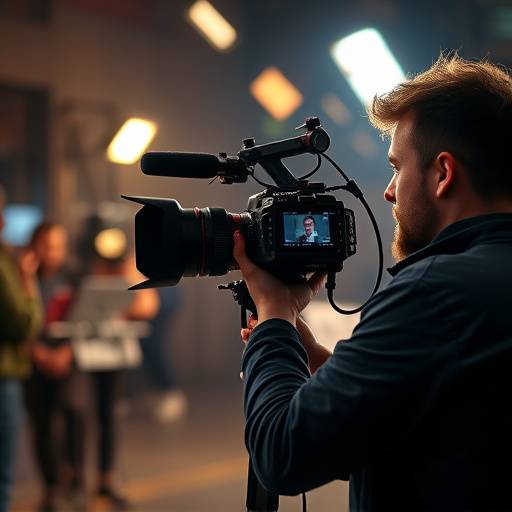 Videographer filming a product shot